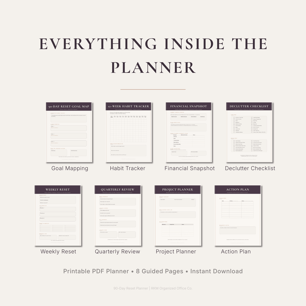 RKM 90-Day Reset Planner | Printable Goal Planner & Habit Tracker