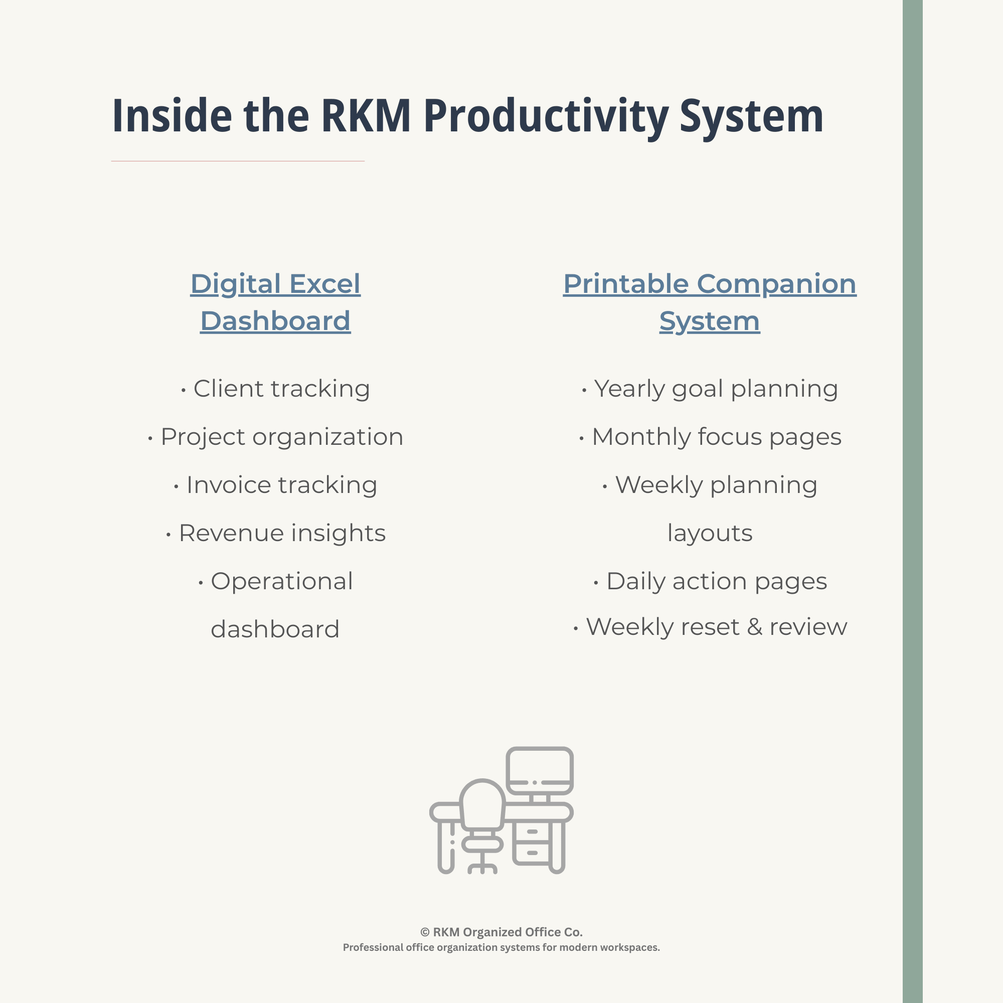 RKM Productivity System Bundle | Excel Dashboard + Printable Companion System