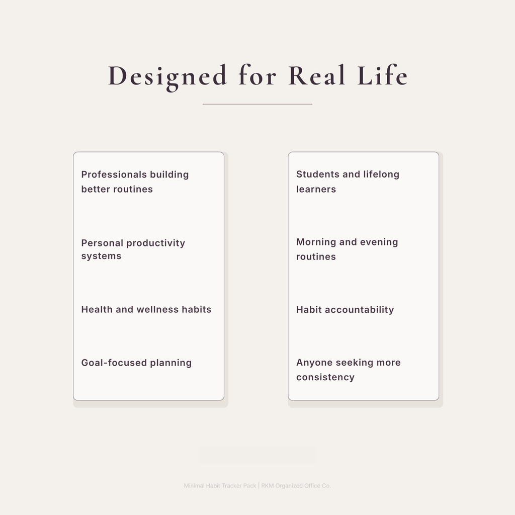 RKM Minimal Habit Tracker Pack | Daily, Monthly & 12-Week Habit Tracker System