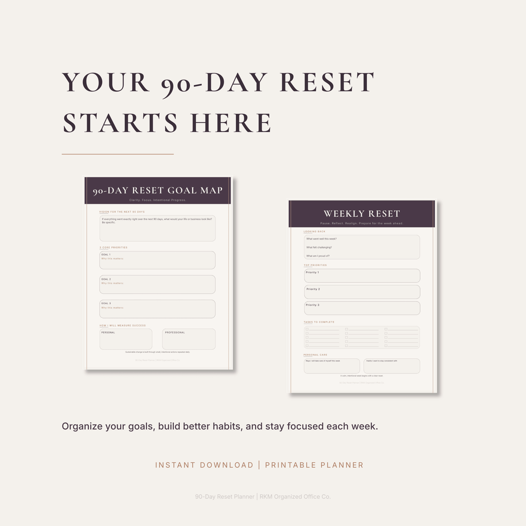 RKM 90-Day Reset Planner | Printable Goal Planner & Habit Tracker