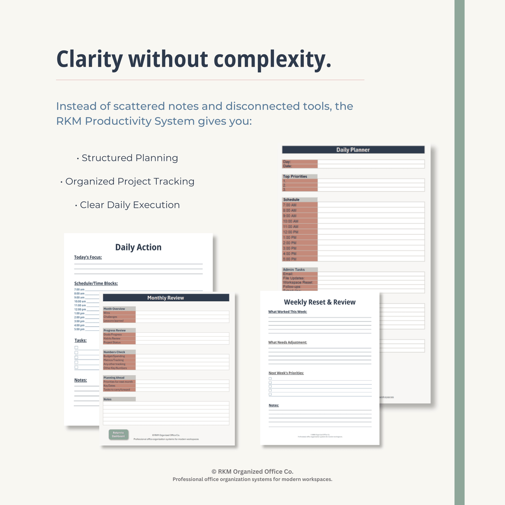 RKM Productivity System Bundle | Excel Dashboard + Printable Companion System