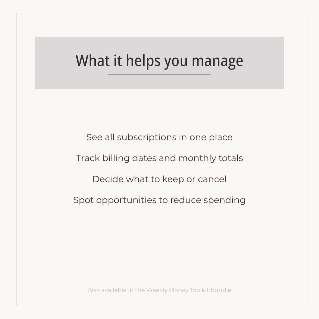 Subscriptions & Auto-Pay Tracker (Printable PDF) | A simple place to track recurring payments before they sneak up on you.