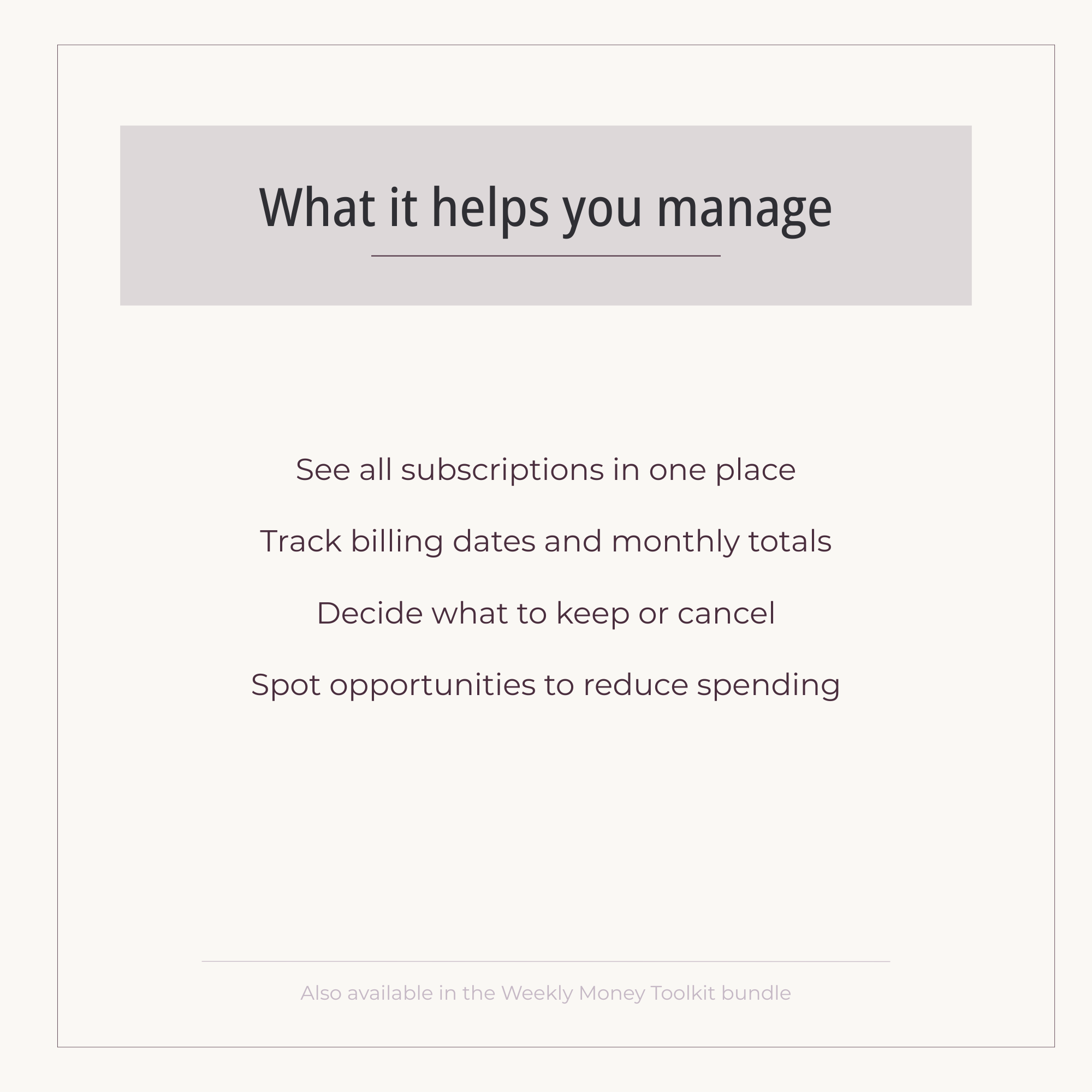Subscriptions & Auto-Pay Tracker (Printable PDF) | A simple place to track recurring payments before they sneak up on you.