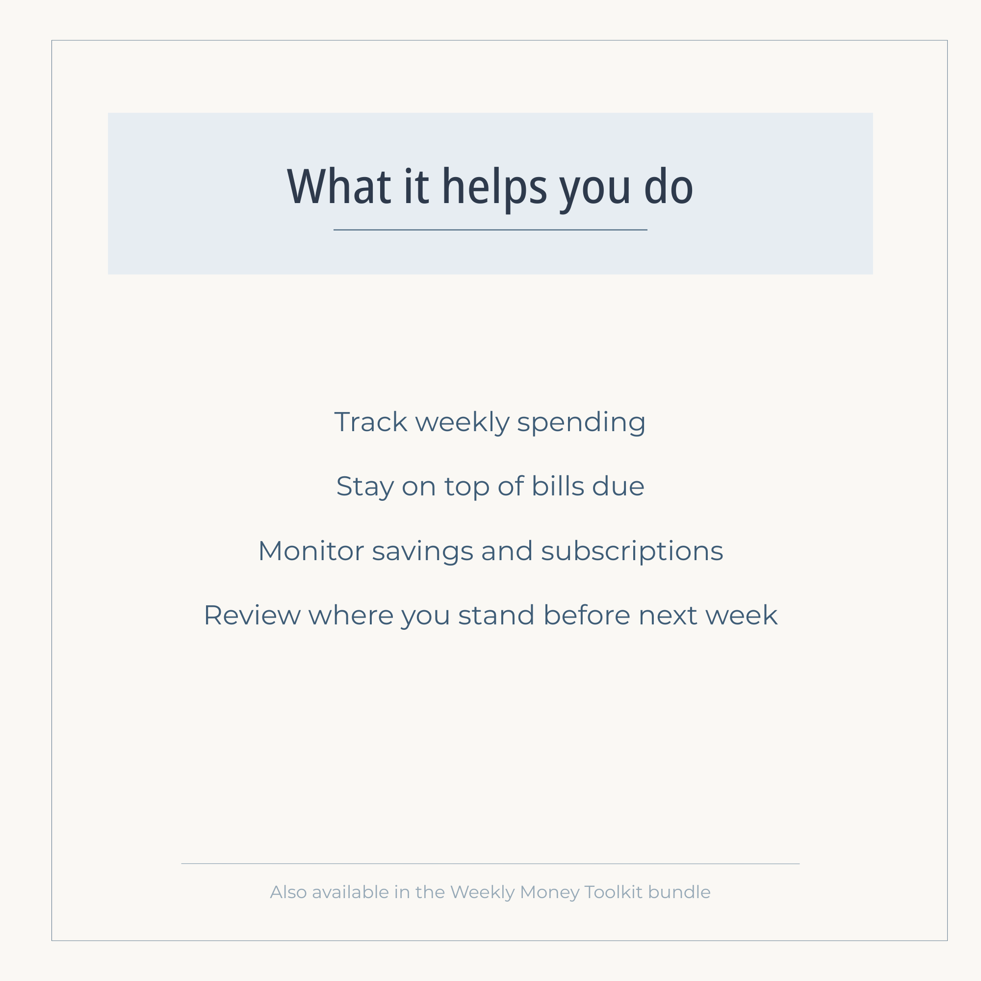 Weekly Finance Tracker (Printable PDF) | A simple weekly reset for bills, spending, and savings.