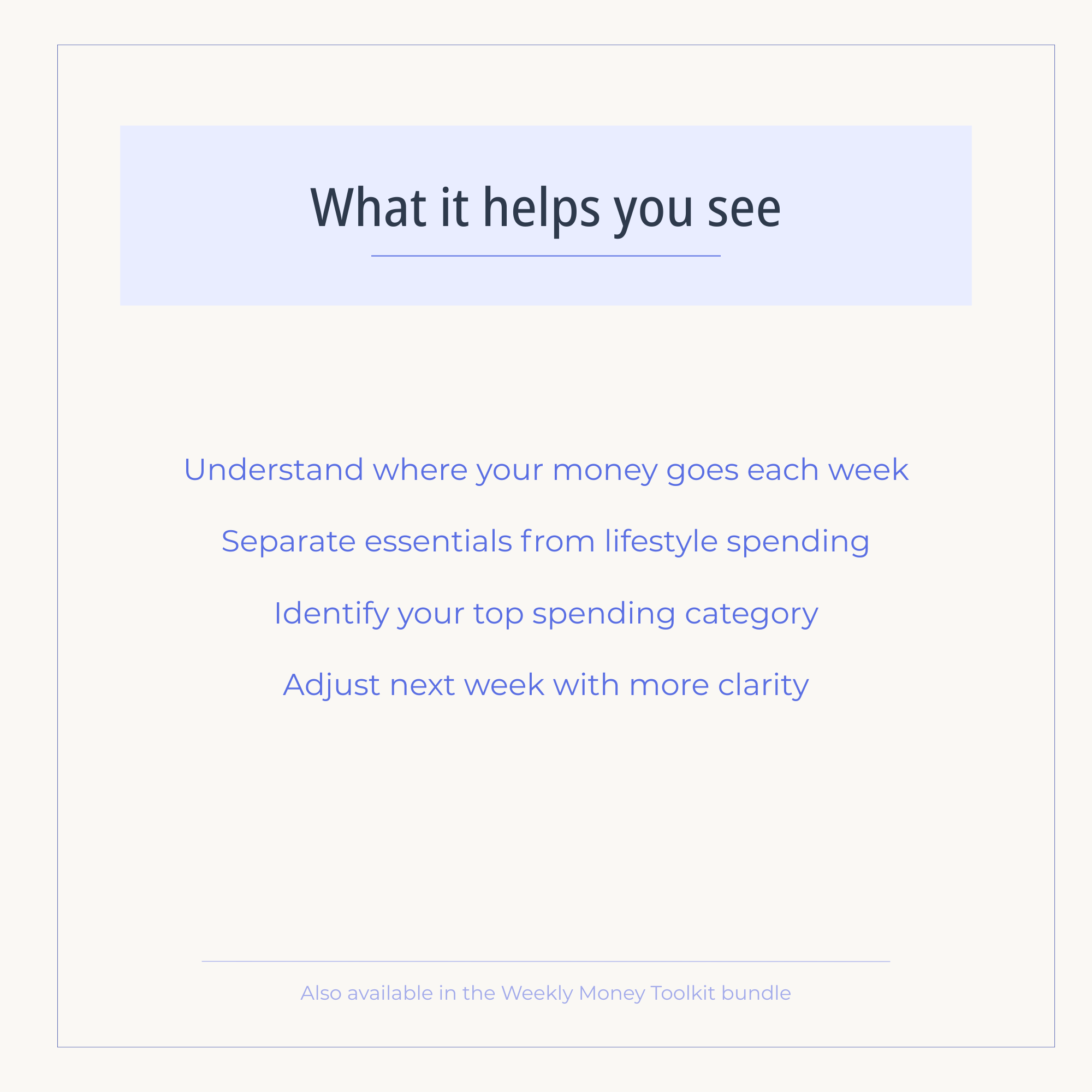 Weekly Spending Categories (Printable PDF) | A clear breakdown of where your money actually goes each week.