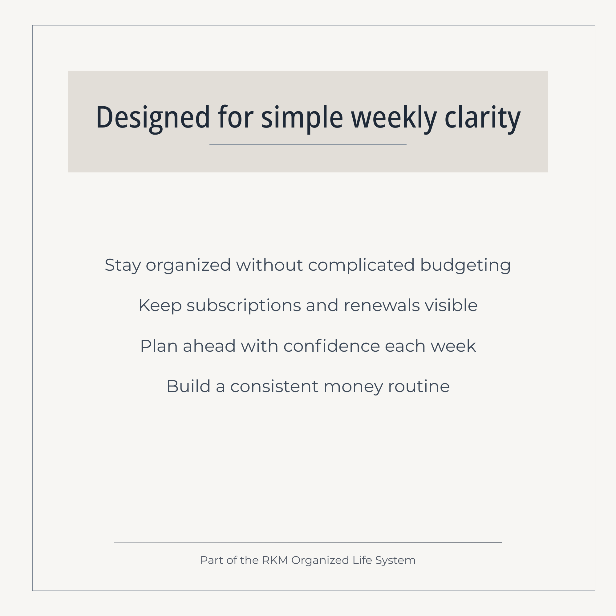 Weekly Money Toolkit (Printable PDF Bundle) | A simple 4-page system for tracking spending, subscriptions, and upcoming expenses each week.