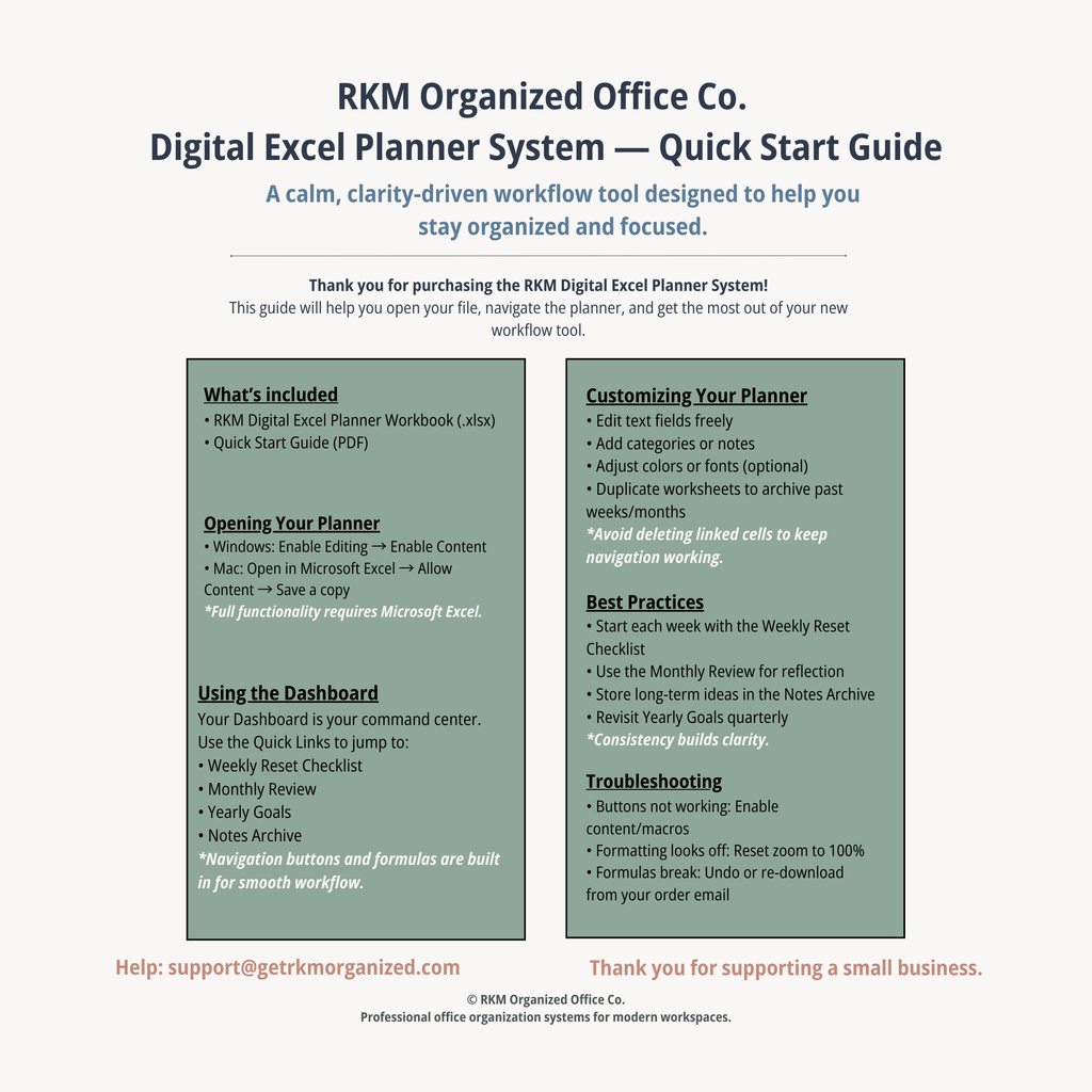 RKM Digital Excel Planner System