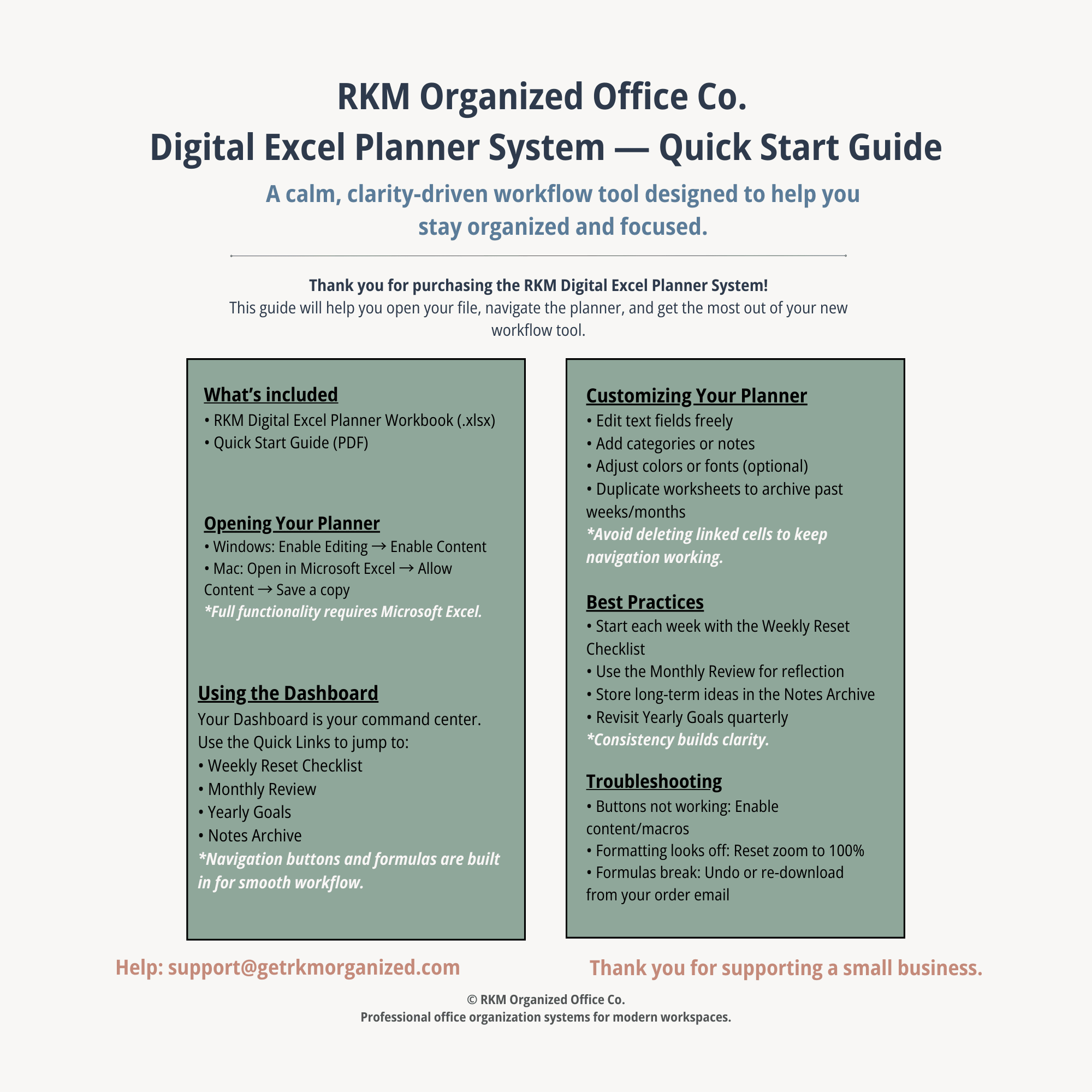 RKM Digital Excel Planner System